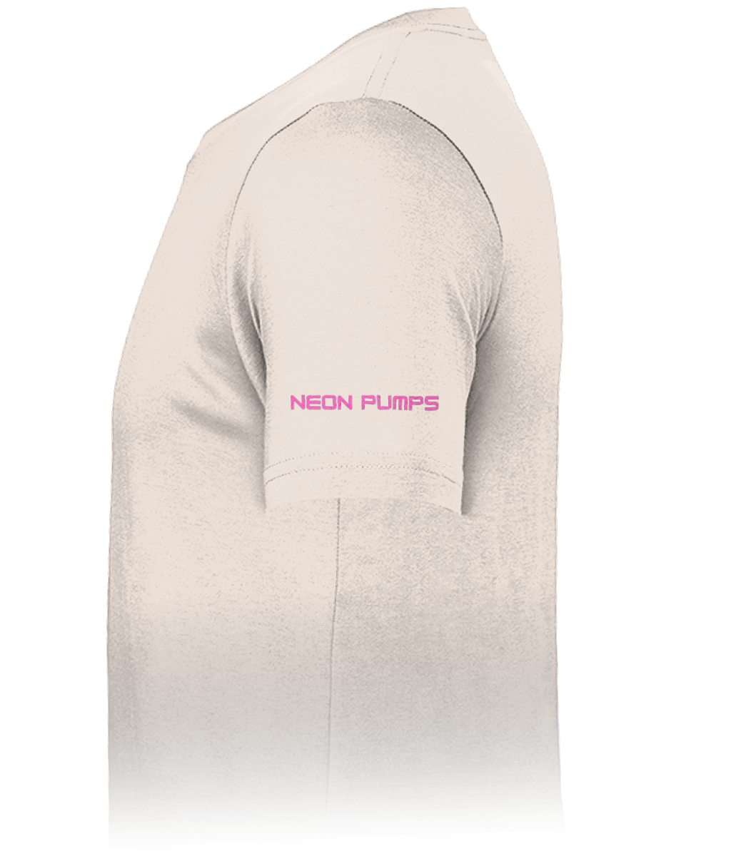 Pumped T-Shirt (Pink Text and Smiley) - Blue/Purple/ Ecru/Black