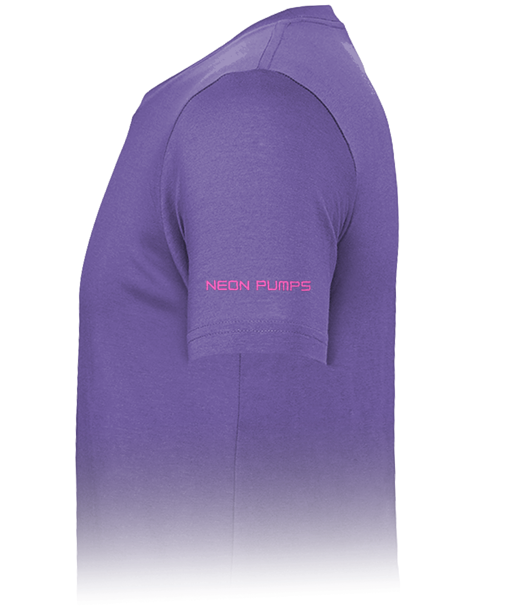 Pumped T-Shirt (Pink Text and Smiley) - Blue/Purple/ Ecru/Black