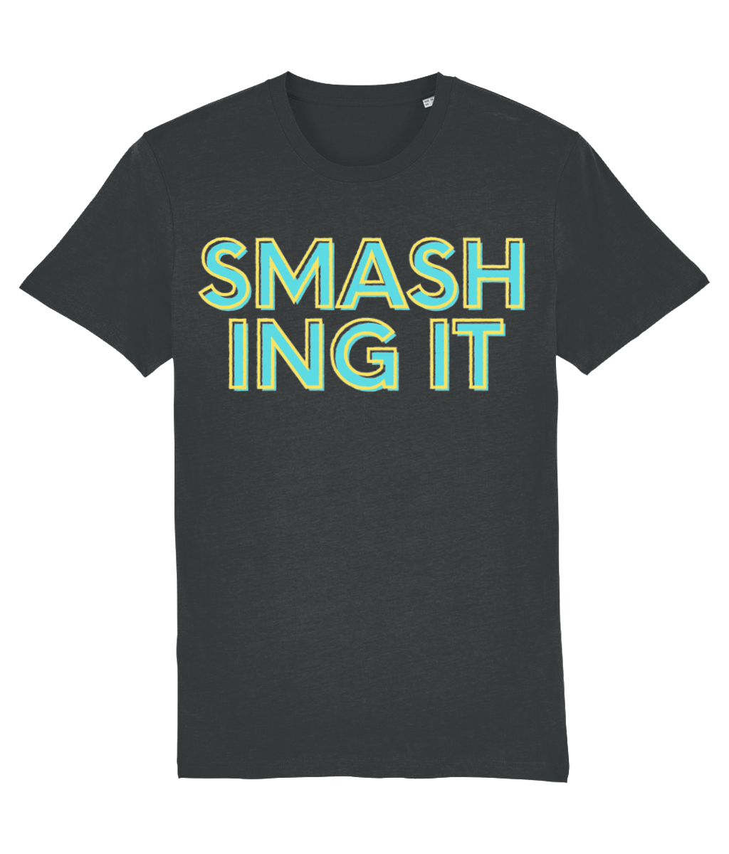 Smashing It T-Shirt (blue text) - Orange/Blue/Black/Green Bay/Soft Yellow