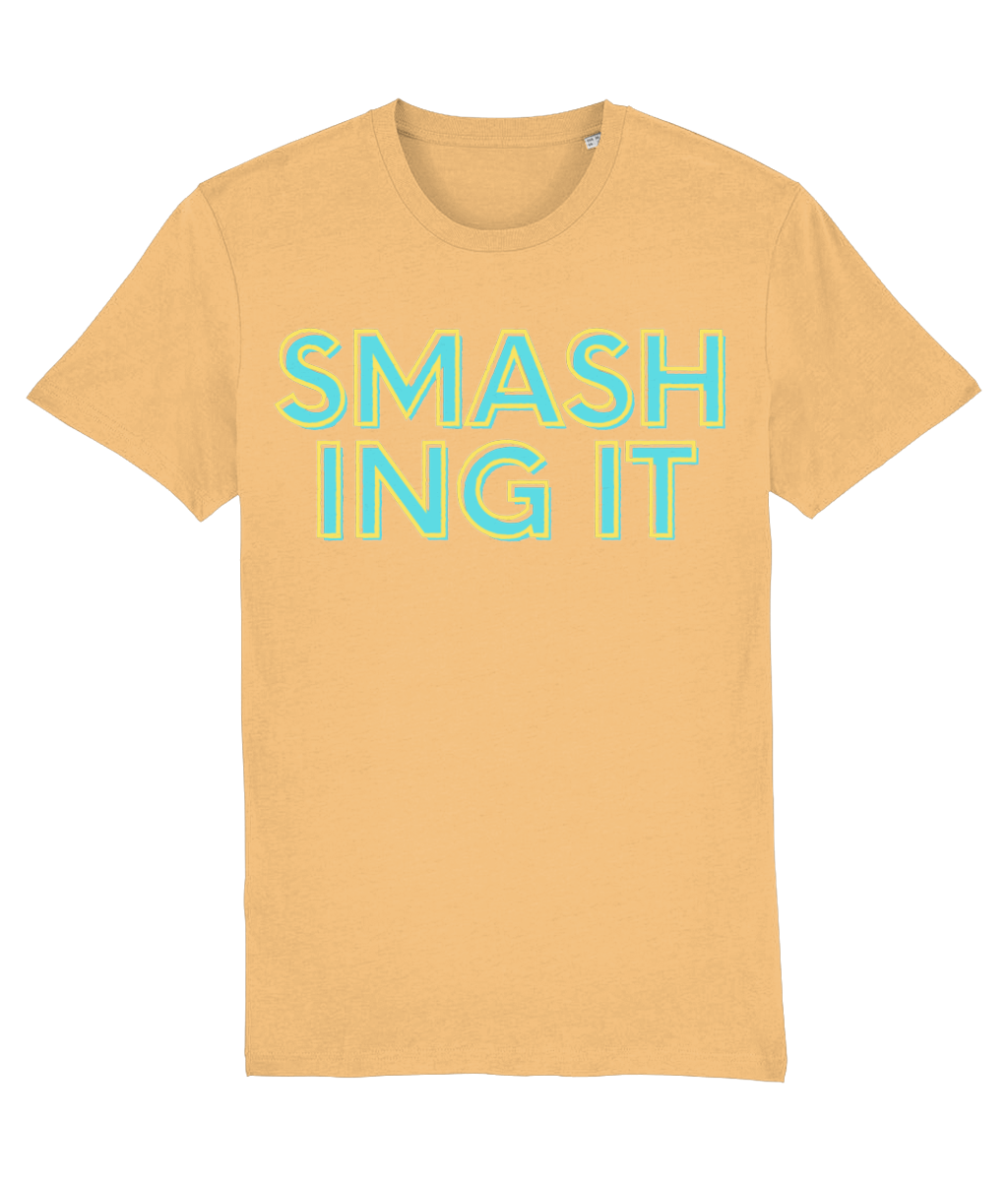 Smashing It T-Shirt (blue text) - Orange/Blue/Black/Green Bay/Soft Yellow