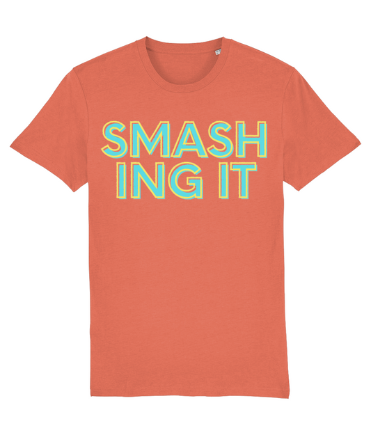 Smashing It T-Shirt (blue text) - Orange/Blue/Black/Green Bay/Soft Yellow